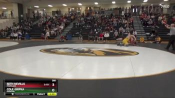 285 lbs Quarterfinal - Cole Gripka, Missouri vs Seth Nevills, Maryland