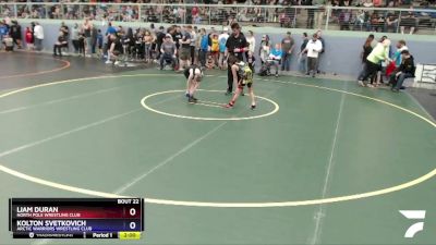 77 lbs Round 1 - Liam Duran, North Pole Wrestling Club vs Kolton Svetkovich, Arctic Warriors Wrestling Club