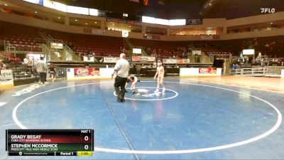 93 lbs Cons. Round 3 - Stephen McCormick, Prescott Mile High Middle Scho vs Grady Begay, Tuba City Boarding School