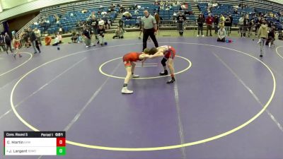 14U Boys - 88 lbs Cons. Round 5 - Cole Martin, Greater Heights Wrestling vs Jace Largent, South Dearborn Wrestling Club