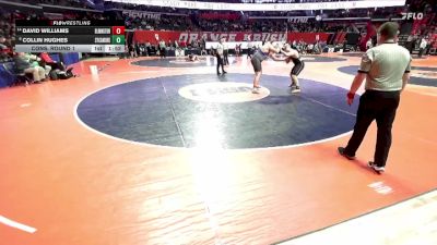 2A 285 lbs Cons. Round 1 - David Williams, Bloomington (H.S.) vs Collin Hughes, Sycamore (H.S.)