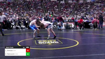 145 lbs Semifinal - Luke Simcox, Central Mountain vs Evan Petrovich, Connellsville