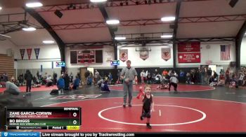 1 lbs Semifinal - Zane Garcia-Corwin, Fort Madison Wrestling Club vs Bo Briggs, Keokuk Kids Wrestling Club