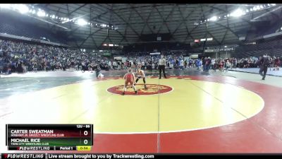 86 lbs Champ. Round 2 - Carter Sweatman, Hoquiam Jr. Grizzly Wrestling Club vs Michael Rice, Twin City Wrestling Club