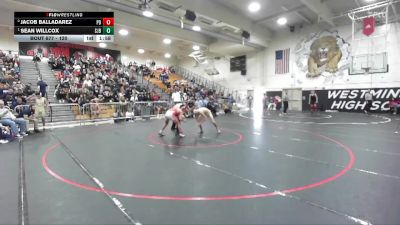 120 lbs 1st Place Match - Sean Willcox, St. John Bosco vs Jacob Balladarez, Palm Desert