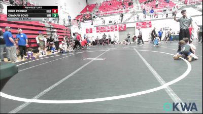 52 lbs Rr Rnd 4 - Duke Friddle, Rough Riders vs Obadiah Boyd, Harrah Little League Wrestling