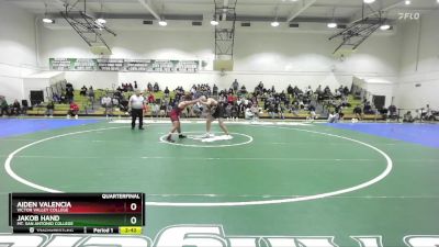 174 lbs Quarterfinal - Jakob Hand, Mt. San Antonio College vs Aiden Valencia, Victor Valley College