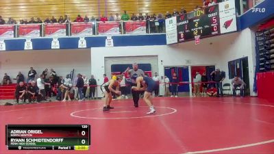 120 lbs Quarterfinal - Ryann Schmidtendorff, Penn High School vs Adrian Origel, North Newton