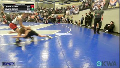 58 lbs Consolation - Lincoln Steiner, Mustang Bronco Wrestling Club vs Kamdyn Carver, D3 Wrestling Cluib