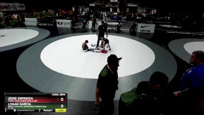 62 lbs Cons. Semi - Logan Garcia, RBWC (Rancho Bernardo Wrestling Club) vs Jesse Espinoza, Total Kaos Wrestling Club