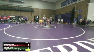 138 lbs Round 5 (6 Team) - Jesse Shirley, Saratoga Middle School vs Tanner Delay, Thermopolis Middle School