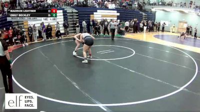 145 lbs. Semifinal - Emily Beckley, Broken Arrow vs Madison Lightner, Fort Osage