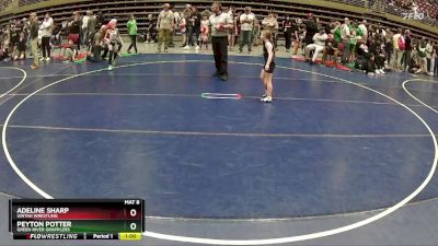 62 lbs 1st Place Match - Peyton Potter, Green River Grapplers vs Adeline Sharp, Uintah Wrestling