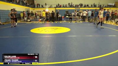 113 lbs 5th Place Match - Fisher Yeager, Dodge City Training Center vs Kalob Lamb, Cougar Wrestling Club