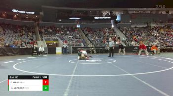 182 lbs Quarterfinal - Cale Johnson, Evansville North vs Julian Weems, Center Grove