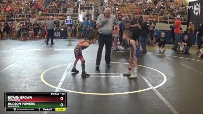 50 lbs Semifinal - Hudson Powers, Van Buren vs Rowen Brown, Springboro