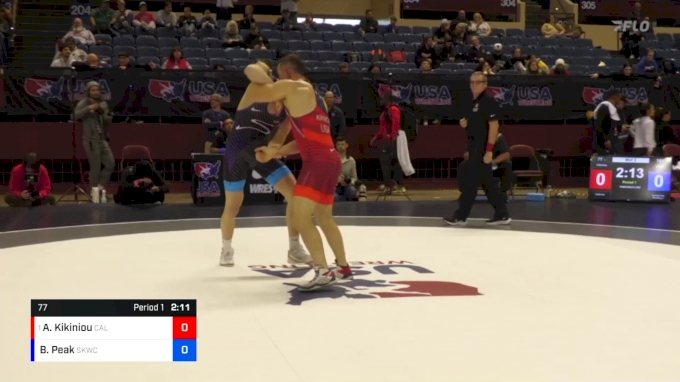 77 lbs Semifinal - Aliaksandr Kikiniou, California vs Benjamin Peak ...