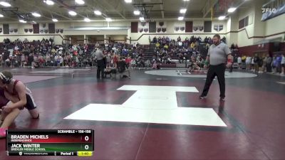 156-158 lbs 1st Place Match - Braden Michels, Independence vs Jack Winter, Drexler Middle School