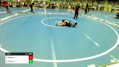 70 lbs Quarterfinal - Drew Alberty, Tulsa Blue T Panthers vs Dylan Perez, Sperry Wrestling Club