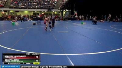 55 lbs Round 2 - Beau Valberg, Centennial Youth Wrestling vs Brecken Haskenhoff, Hammering Hawks