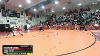 140 lbs Champ. Round 2 - Josephine Wiener, Harvard Westlake vs Ariel Lopez, Warren