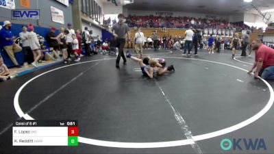 49 lbs Consi Of 8 #1 - Franciso Lopez, OKC Saints Wrestling vs Kash Redditt, Harrah Little League Wrestling