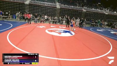 86 lbs Cons. Round 3 - Hayden Harshman, North Big Horn Rams vs Parker Nelson, Riverton USA Wrestling