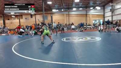 141 lbs Cons. Round 2 - Mason Thynes, Corban University vs Koen Shigemoto, Providence (Mont.)
