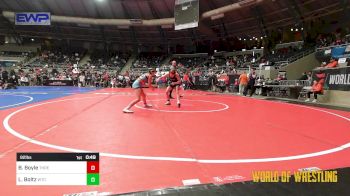 92 lbs Consi Of 8 #2 - Brekyn Boyle, Threestyle Wrestling Of Oklahoma vs Laetyn Boltz, WTC