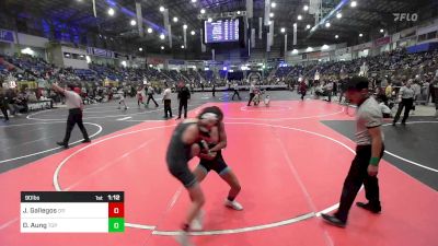 90 lbs Quarterfinal - Jarek Gallegos, D11 Allstars vs David Aung, Top Notch