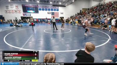 95 lbs Champ. Round 1 - Hudson Hoffman, Torrington Middle School vs Ryder Porter, Carey Jr High