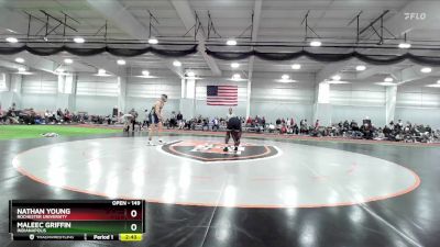 149 lbs Cons. Round 4 - Maleec Griffin, Indianapolis vs Nathan Young, Rochester University