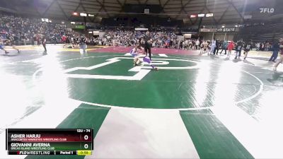 74 lbs Champ. Round 2 - Asher Harju, Anacortes Hawkeyes Wrestling Club vs Giovanni Averna, Orcas Island Wrestling Club