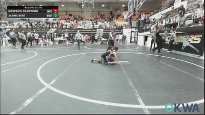 52 lbs Final - Maverick Crawford, Southmoore SaberCats Wrestling vs Alaina Bert, Midwest City Bombers Youth Wrestling Club