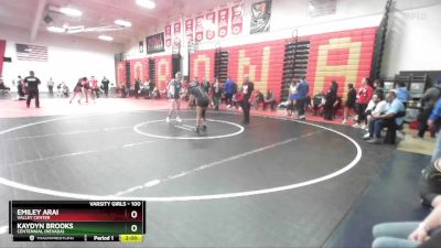 100 lbs Champ. Round 2 - Kaydyn Brooks, Centennial (Nevada) vs Emiley Arai, Valley Center