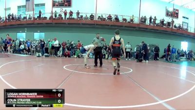 120 lbs Champ. Round 1 - Colin Strayer, Bulldog Premier Wrestling Club vs Logan Hornbaker, Warrior Regional Training Center