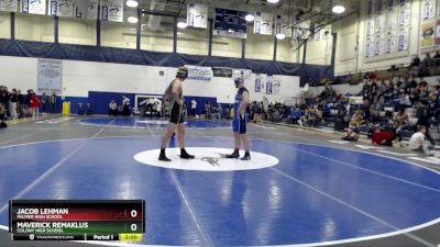 215 lbs Semifinal - Maverick Remaklus, Colony High School vs Jacob Lehman, Palmer High School