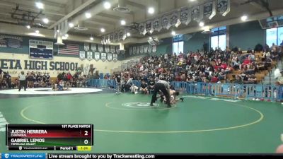 126 lbs 1st Place Match - Justin Herrera, Chaparral vs Gabriel Lemos, Temecula Valley