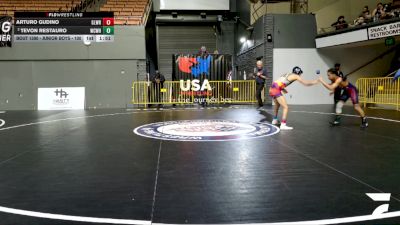 Junior Boys - 100 lbs Quarters - Arturo Gudino, Gladiator Wrestling vs Tevon Restauro, Will C Wood High School Wrestling