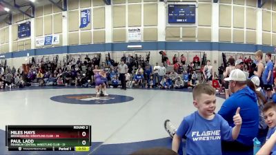 90 lbs Round 2 (3 Team) - Paul Ladd, Franklin Central Wrestling Club vs Miles Mays, Brownsburg Wrestling Club