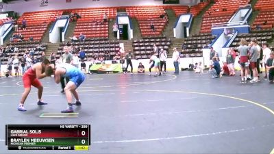 250 lbs Cons. Round 5 - Gabrial Solis, Lake Gibson vs Braylen Meeuwsen, Michigan Premier