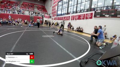 80 lbs Quarterfinal - Johnny Ralston, Chandler Takedown Club vs Asher Bingham, Harrah Little League Wrestling