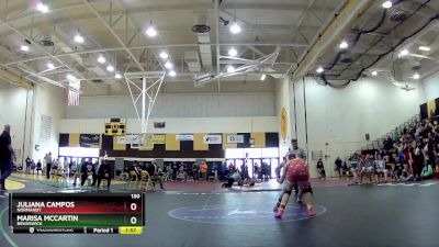 130 lbs Champ. Round 2 - Marisa McCartin, Brunswick vs Juliana Campos, Normandy
