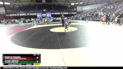 74 lbs Cons. Round 2 - Marcus Rogers, Federal Way Spartans Wrestling vs Ryker Dierick, Maddogs Wrestling