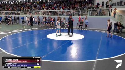 86 lbs Round 2 - Hunter Ridle, Juneau Youth Wrestling Club Inc. vs Owen Carty, Bethel Freestyle Wrestling Club