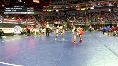 1A-144 lbs Champ. Round 2 - Ryder Cline, AC/GC vs Braxton Bormann, Central Community, Elkader