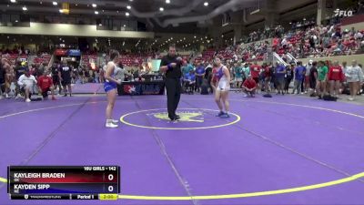 142 lbs Quarterfinal - Kayleigh Braden, OK vs Kayden Sipp, NE