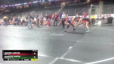 W 112 lbs Round 1 (4 Team) - Jasmine Luedtke, Iowa vs Makenzie Martin, Nebraska 2