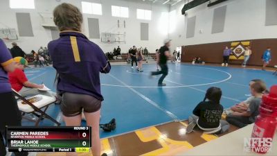 113-118 lbs Round 3 - Carmen Paredes, Riverton Middle School vs Briar Lahoe, Thermopolis Middle School