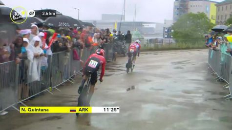 Nairo Quintana's Close Call With Caleb Ewan In Opening 2022 Tour De France Time Trial